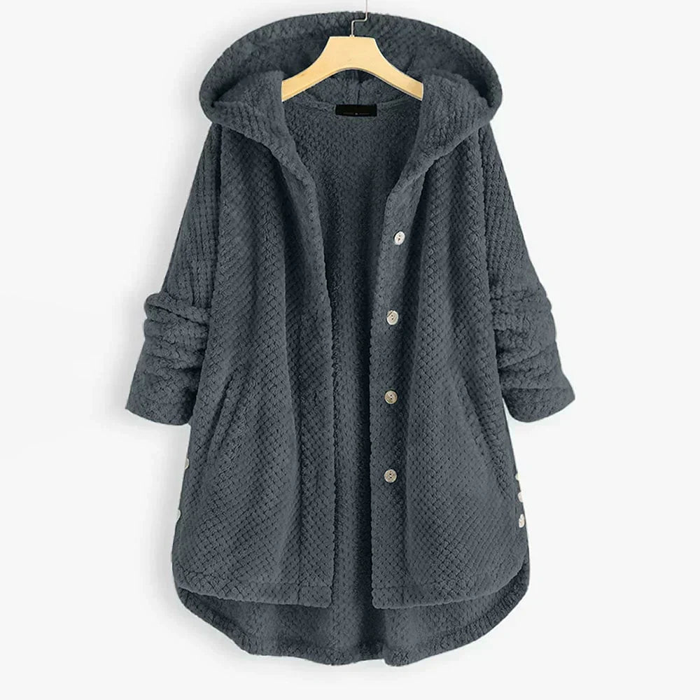 Corduroy Hooded Button Front High Low Coat 5