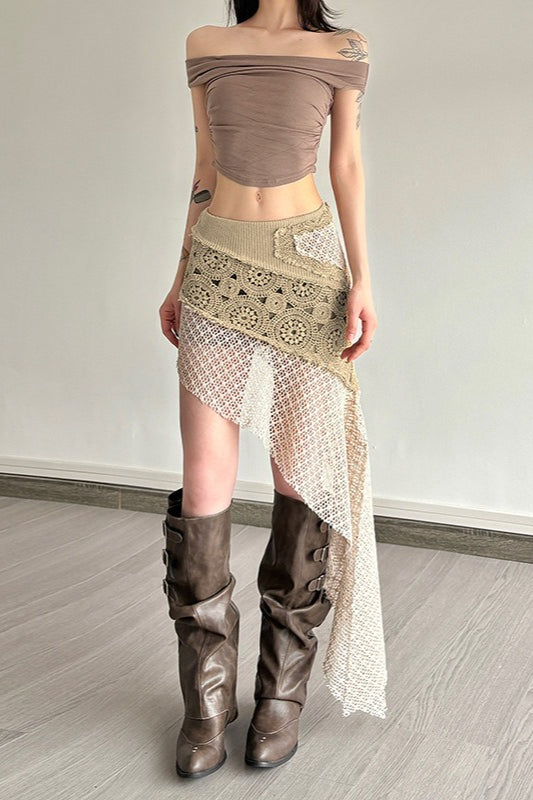 Asymmetric Bias Cut Bodycon Skirt