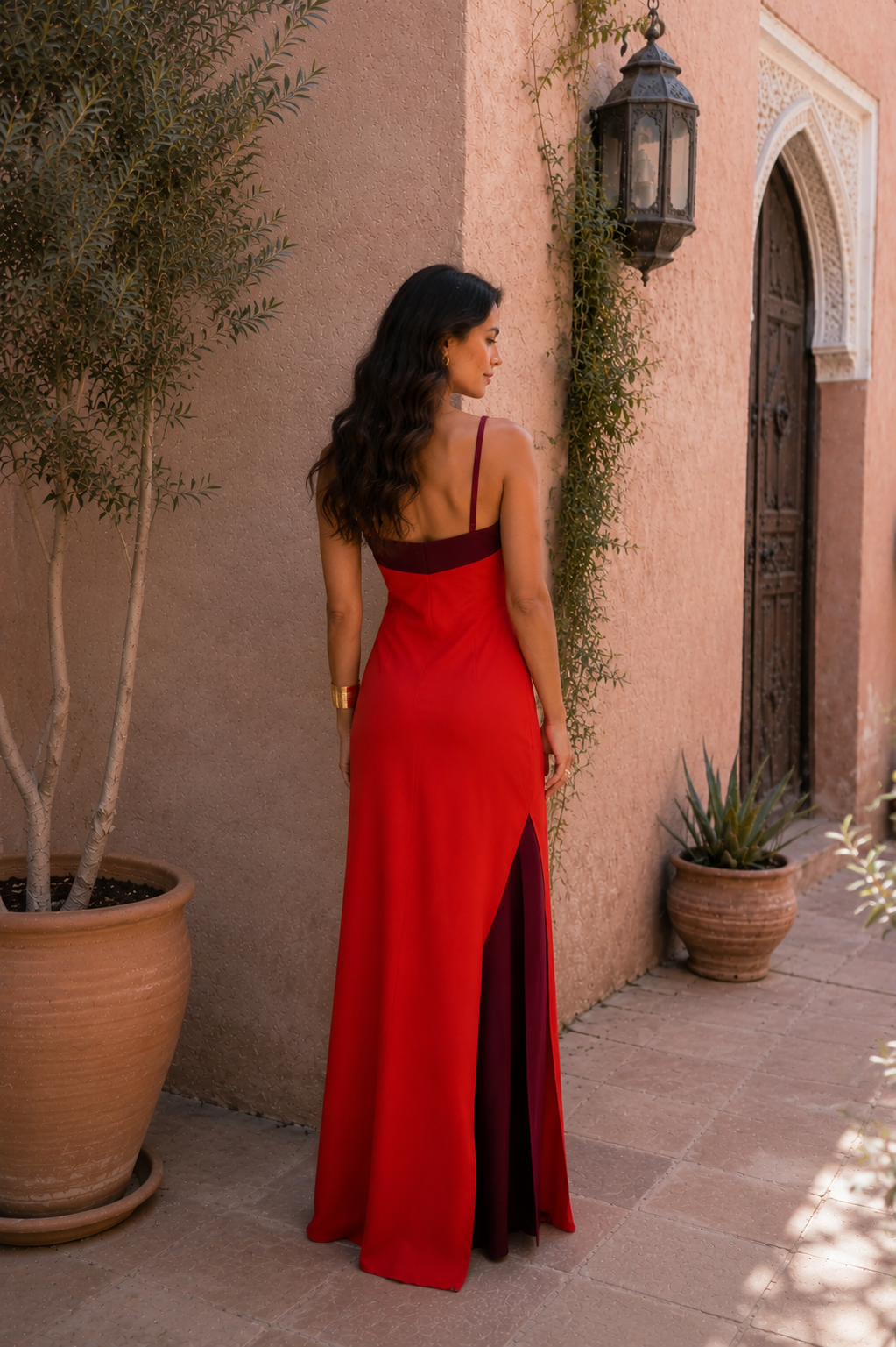 Halter Neck High Split Contrast Trim Maxi Dress 6