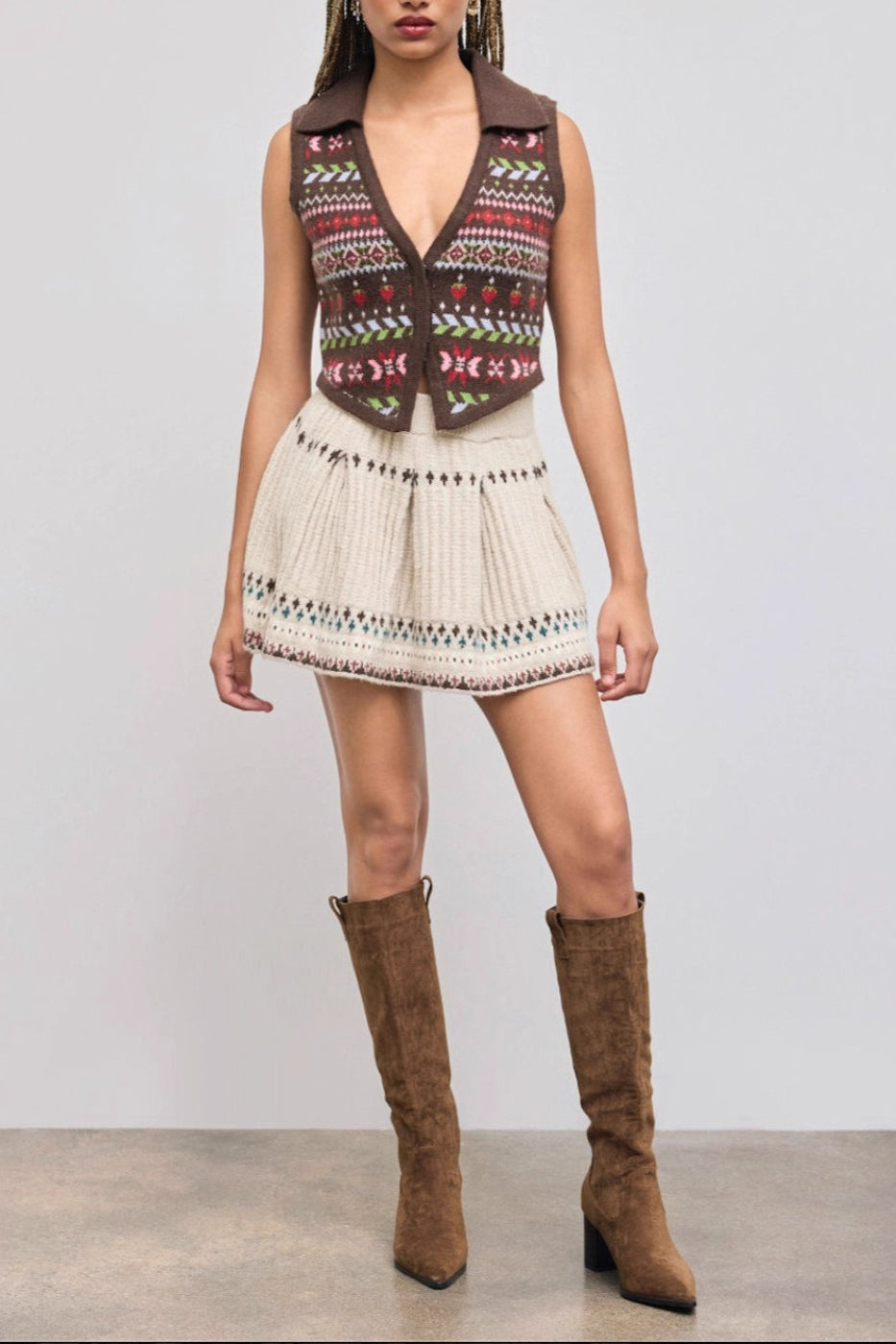 Bodycon Pleated Denim Mini Skort