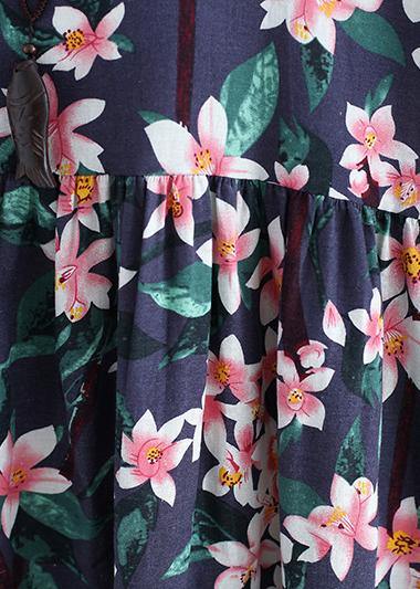 Floral Print Round Neck Half Sleeve Empire Waist Oversized Maxi Dress - View 5