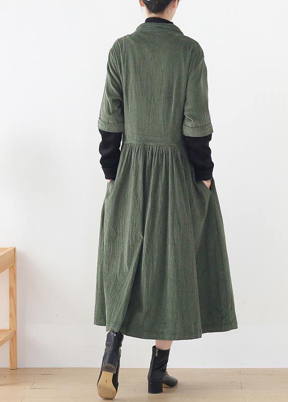 Button Front Flap Pocket Asymmetric Hem Shirt Midi Dress - View 4