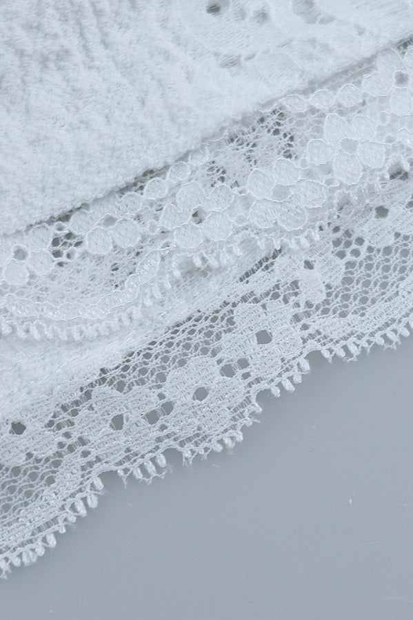 Slim Fit Off Shoulder Lace Dress in White - View 5