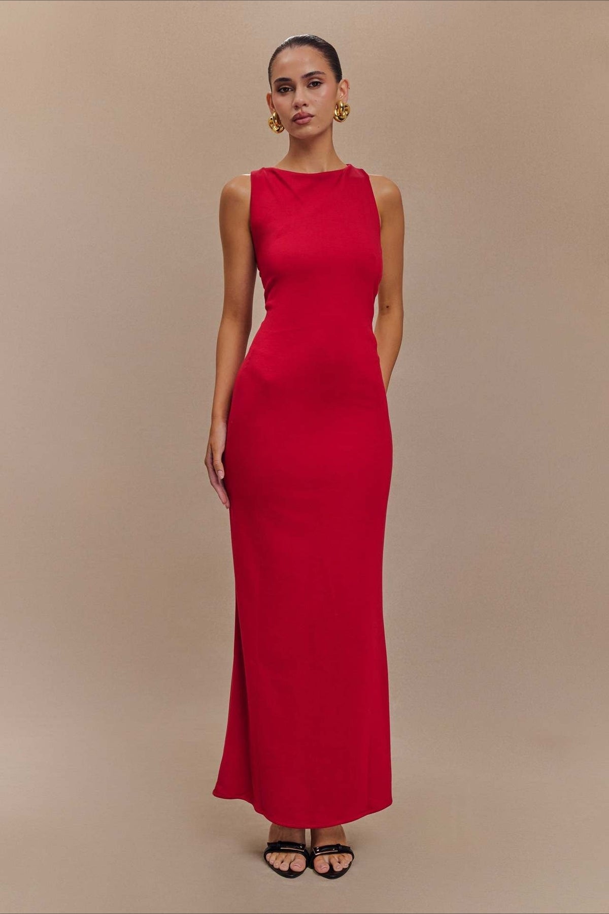 Sleeveless High Neck Column Bodycon Maxi Party Gown - View 3