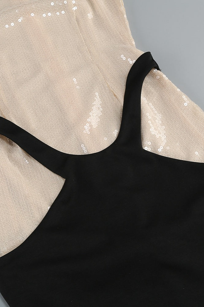 Rhinestone Sheer Mesh High Neck Backless Mermaid Gown - View 4
