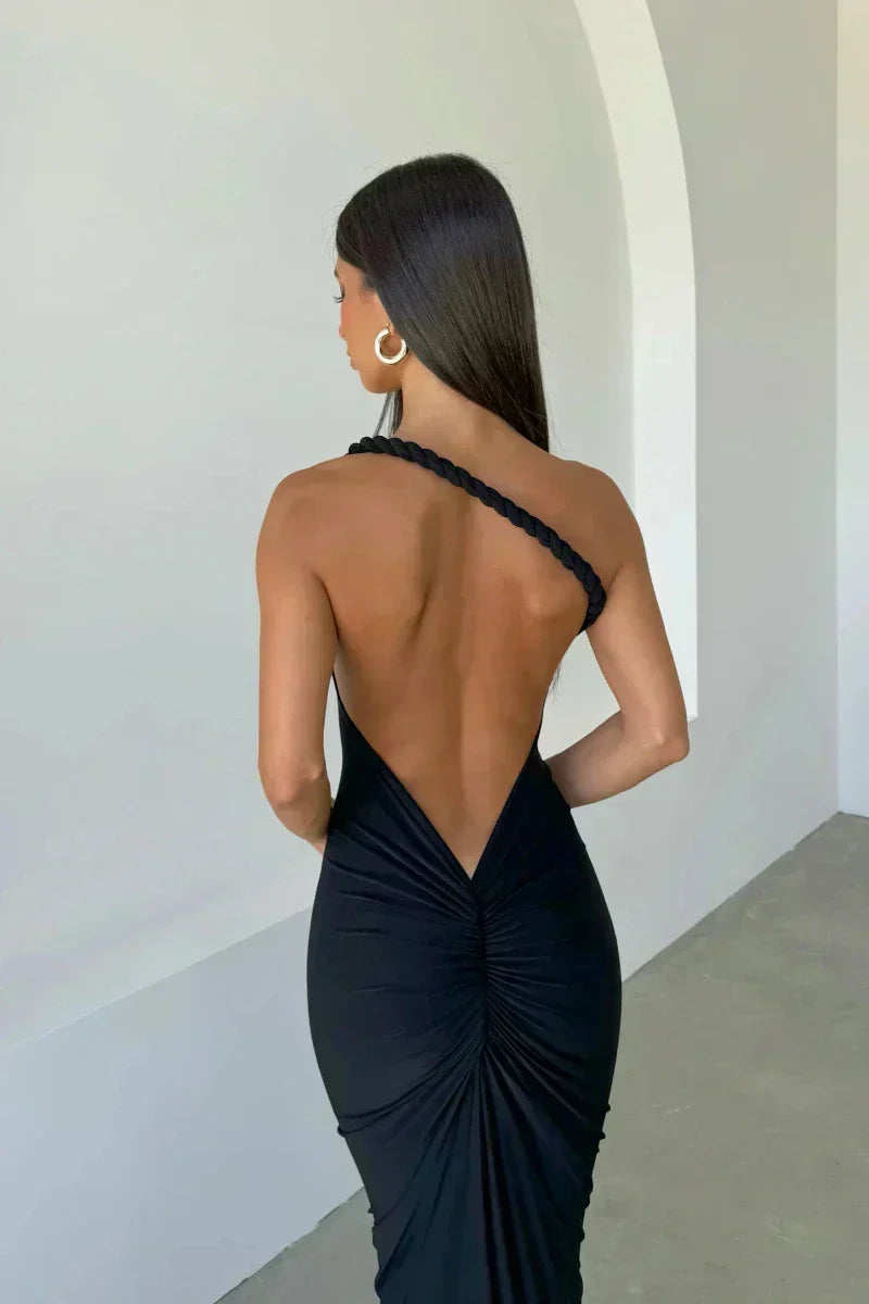 Off Shoulder Fold Over Sleeve Knit Bodycon Floor Length Gown - View 11
