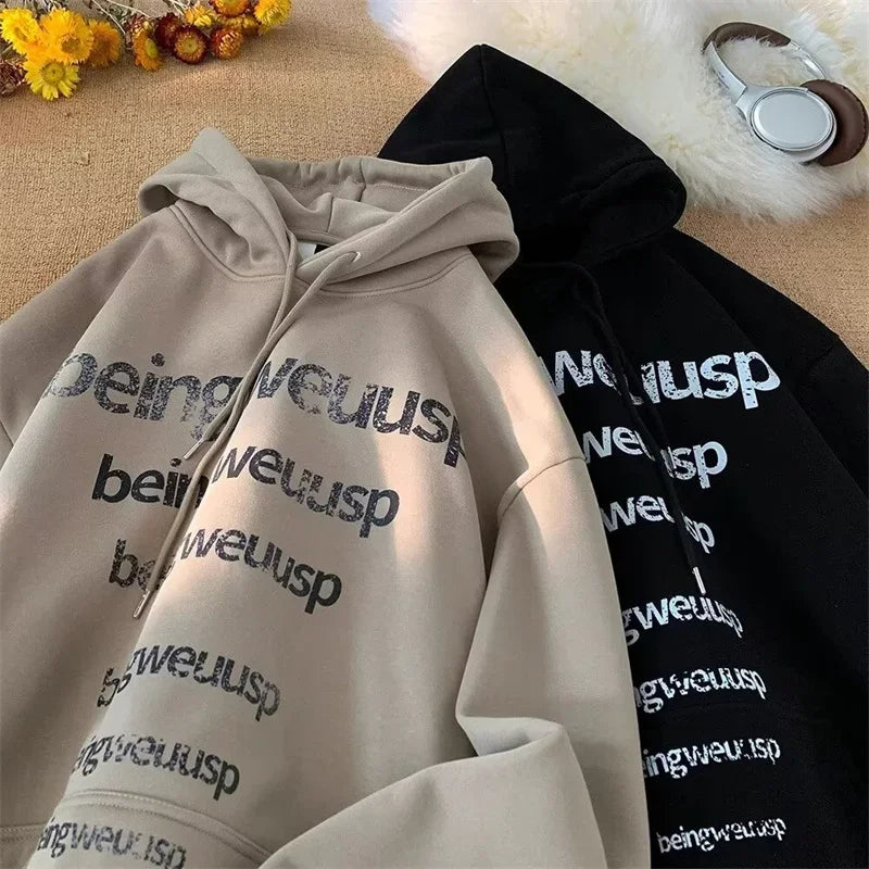 Retro Harajuku Letter Design Oversized Hoodie