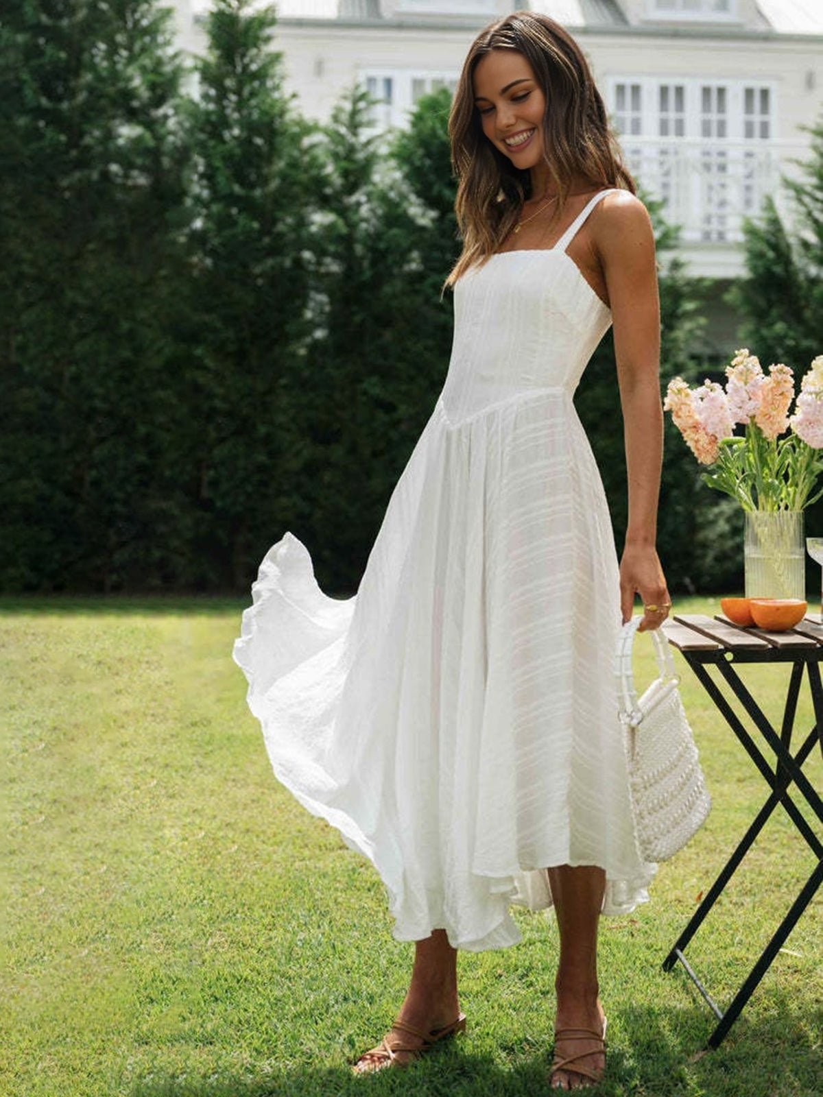 Romantic Cotton Graceful Long Cami Dress White / XS Dresses