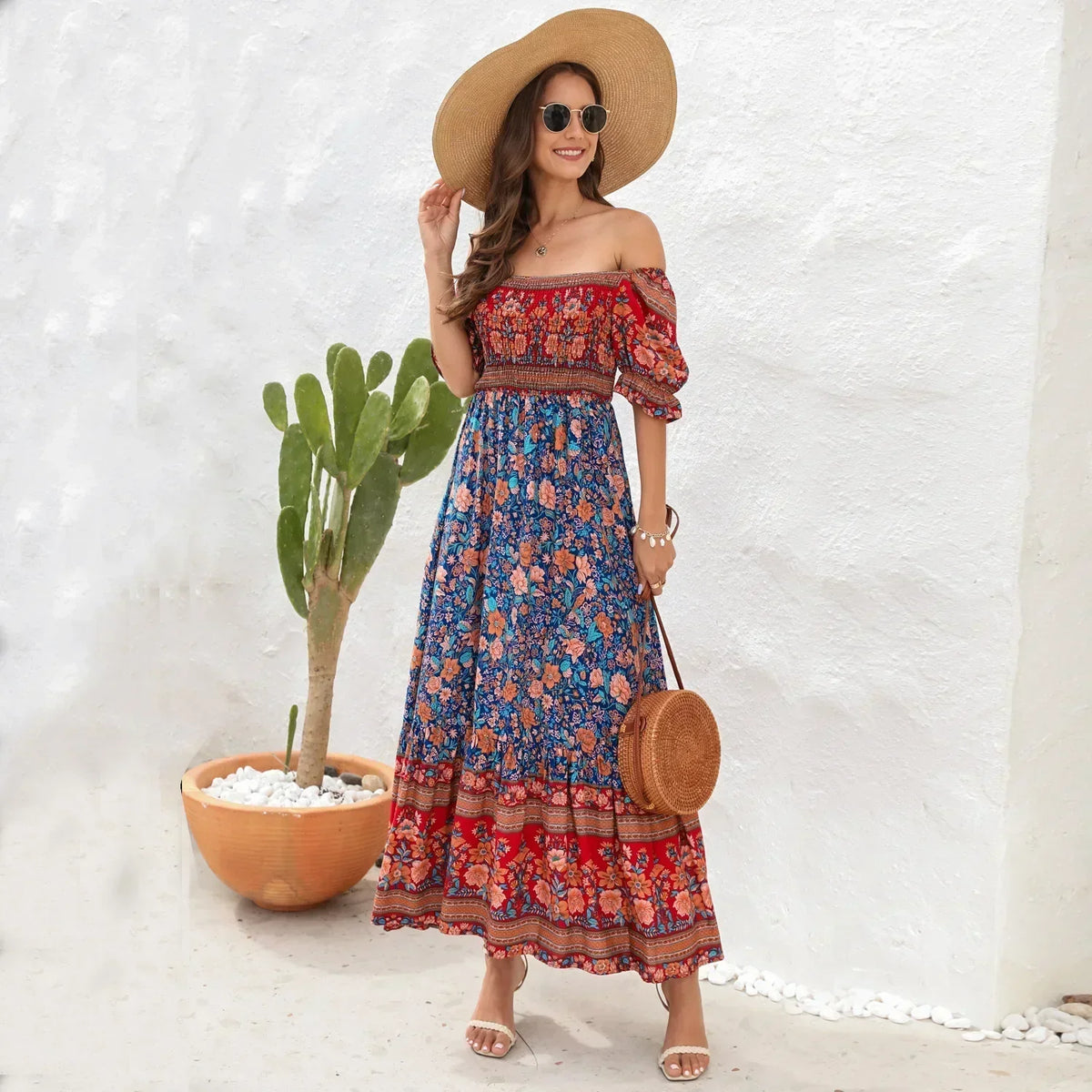 Midi Beach Vacation Boho Dress