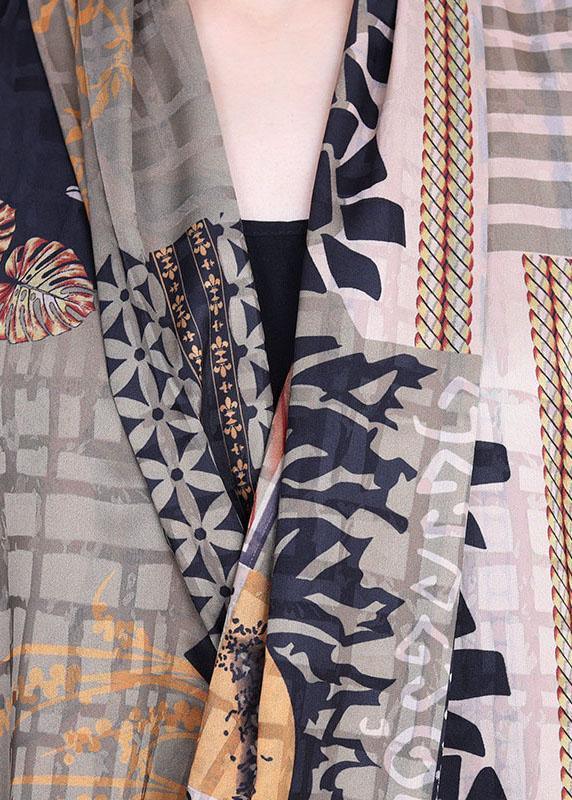 Patchwork Print V-Neck Short Sleeve Draped Wrap Oversized Maxi Dress - View 5