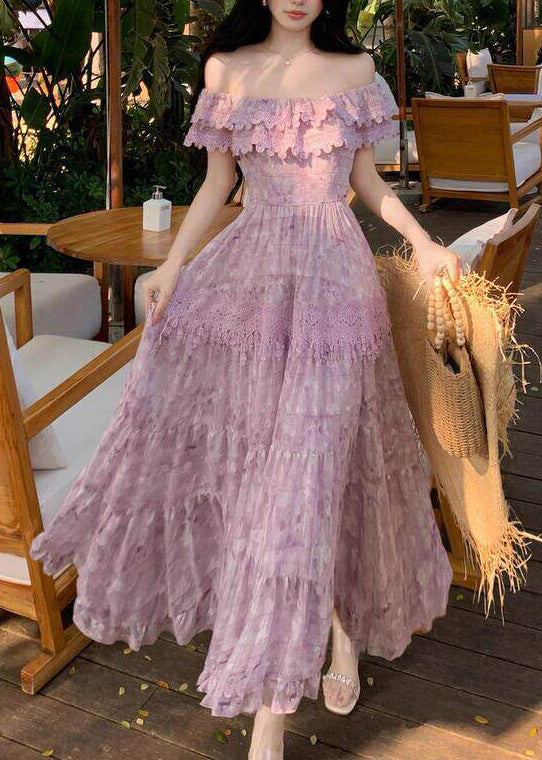 Off Shoulder Ruffle Tiered Lace Maxi Dress 4