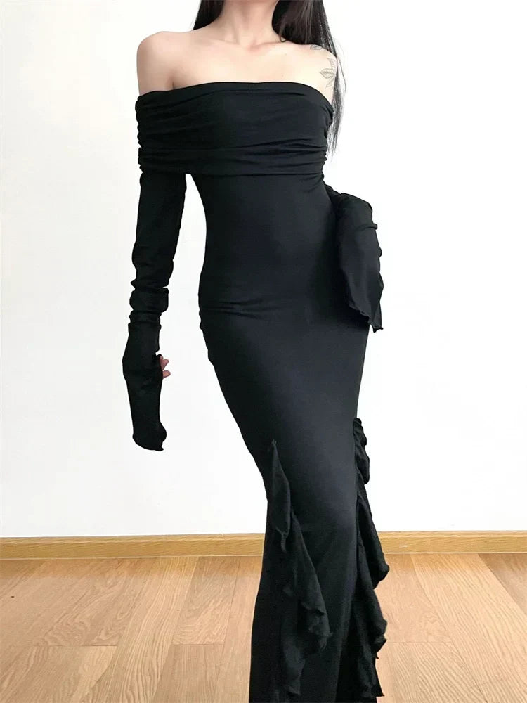 Off-the-Shoulder Flared Sleeve Dress
