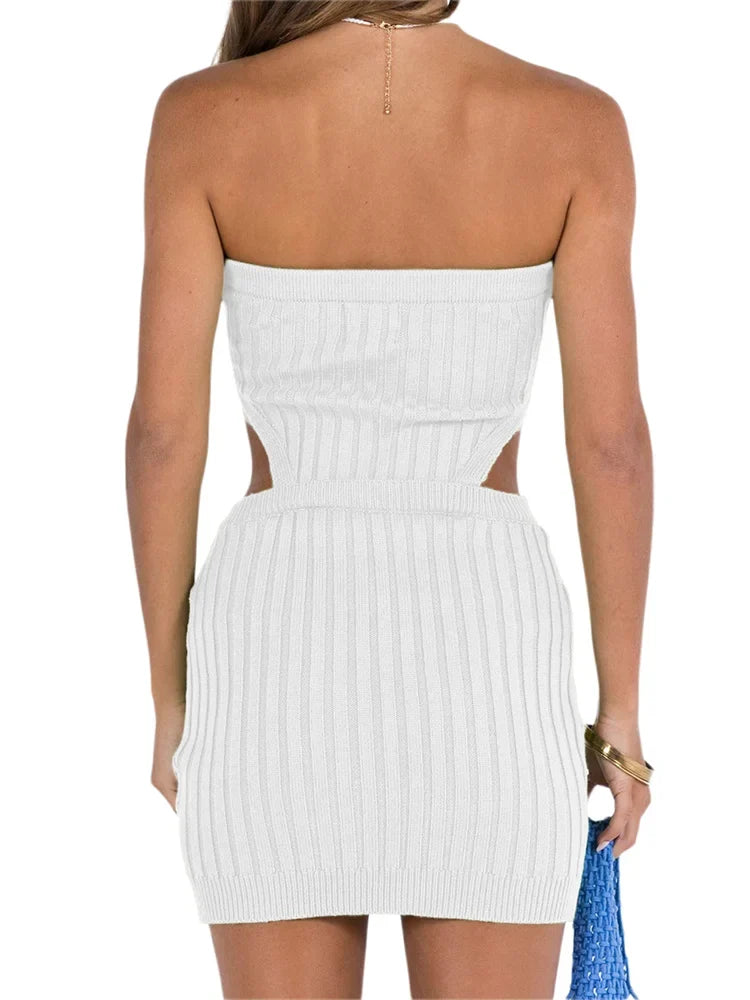 Knit Strapless Cut Out Bodycon Mini Dress - View 5