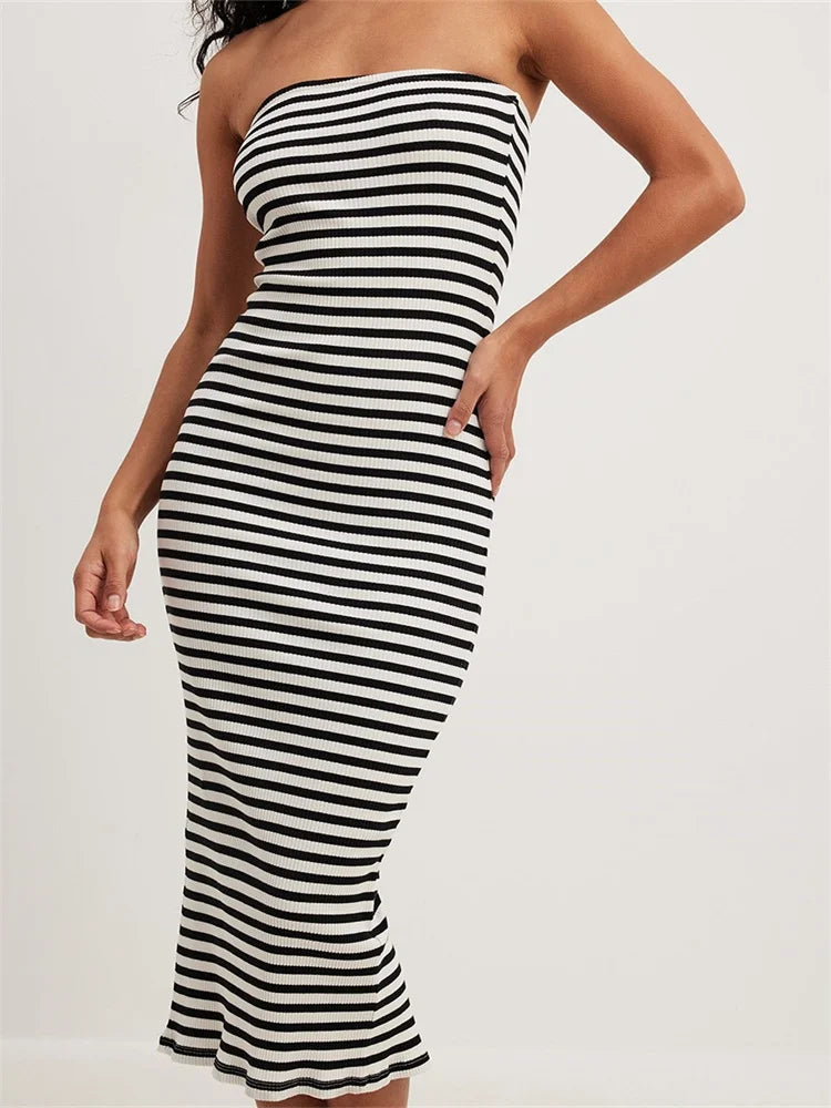 Backless Off-the-Shoulder Bodycon Midi Dress