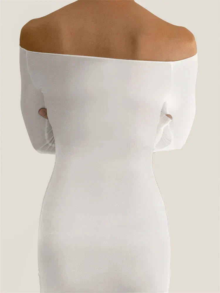 Patchwork Off-the-Shoulder Dress