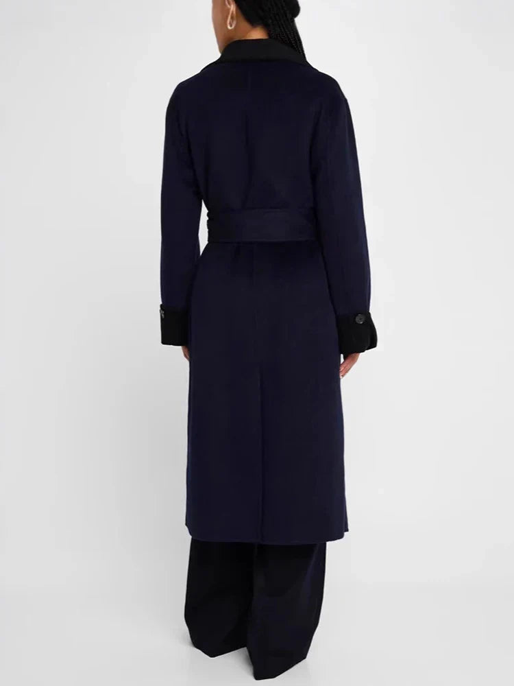 Color Lapel Slim Single-Breasted Overcoat