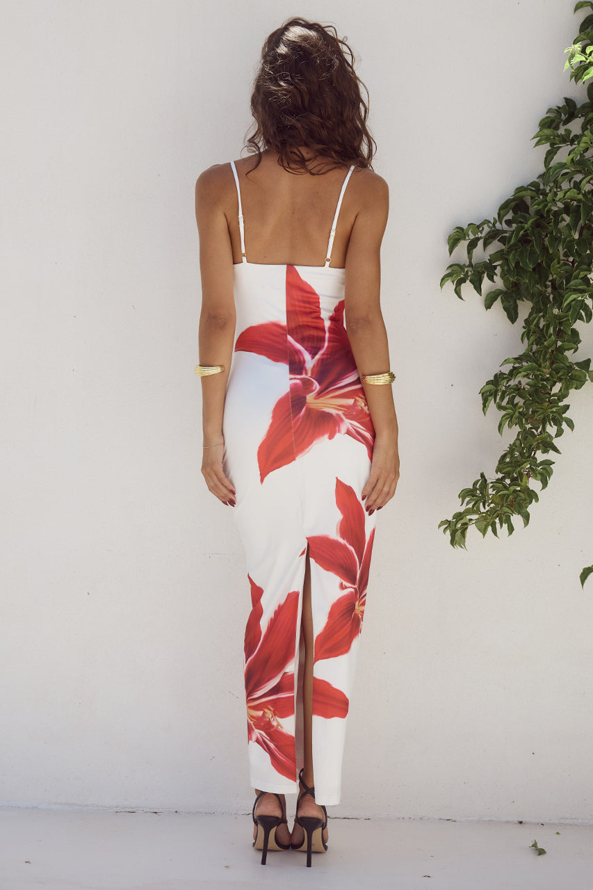 Floral Print Spaghetti Strap Square Neck Bodycon Maxi Dress - View 2