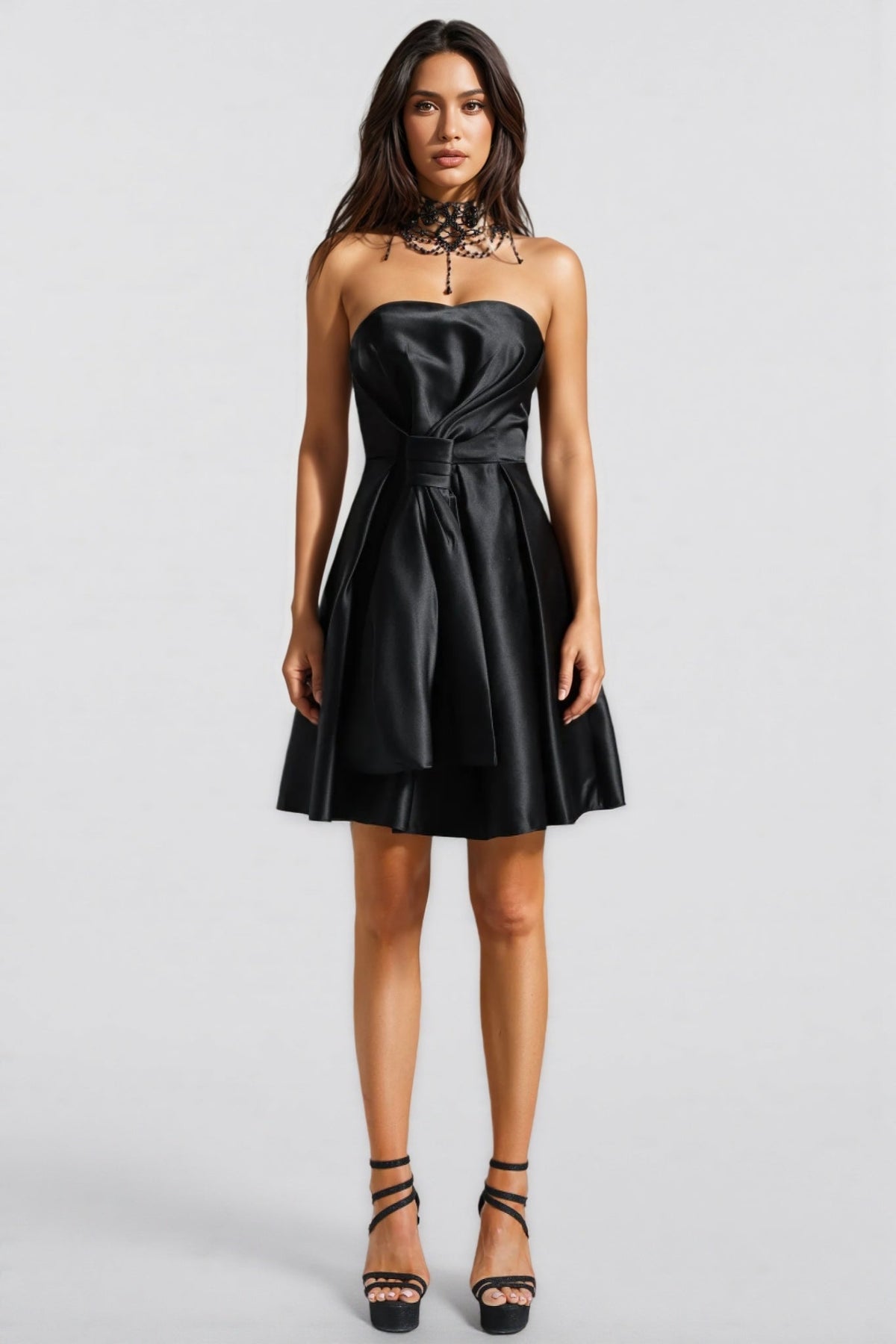 Nirina Deborah Satin Strappy Mini Dress