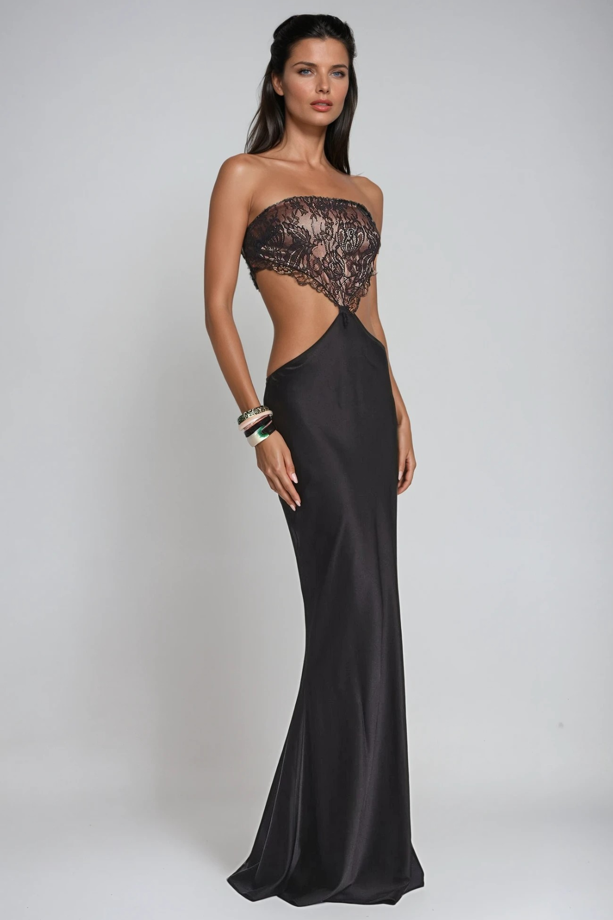 Federica Strapless Deconstruct Lace Maxi Dress - View 3