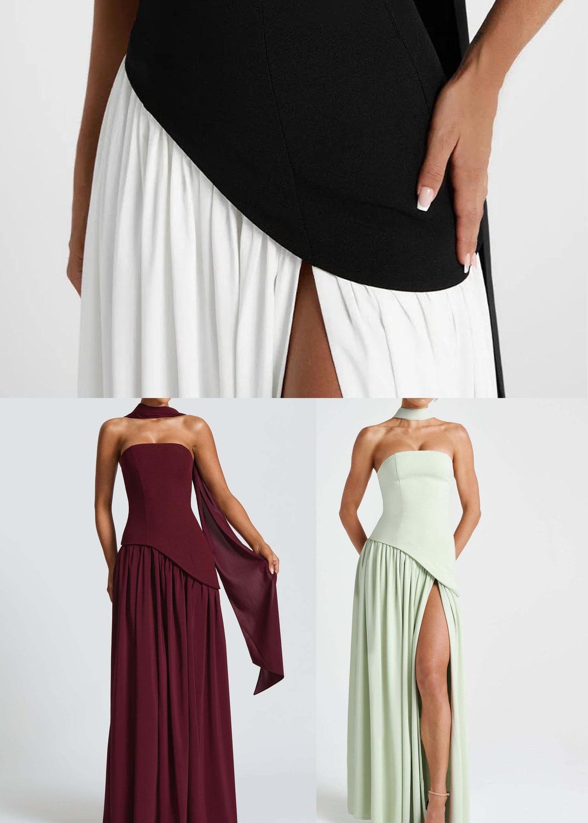 Strapless Asymmetric Drop Waist Pleated Scarf Drape Maxi Gown - View 5