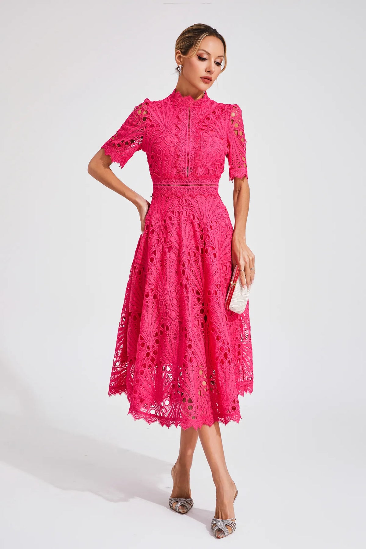 Hallie | Lace Midi Dress - View 4