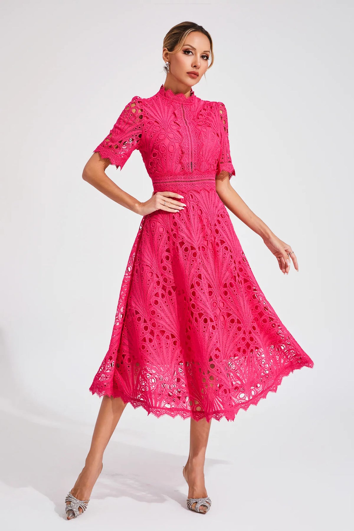 Hallie | Lace Midi Dress - View 5