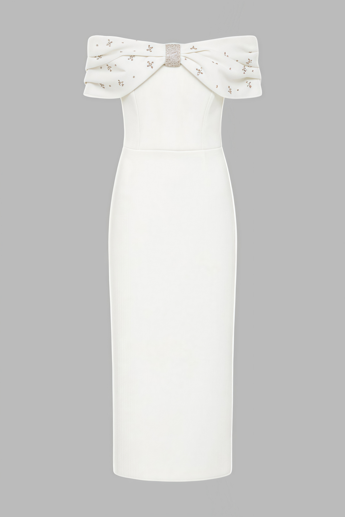 Zivaf White Beaded Rhinestone Midi Dress - View 5