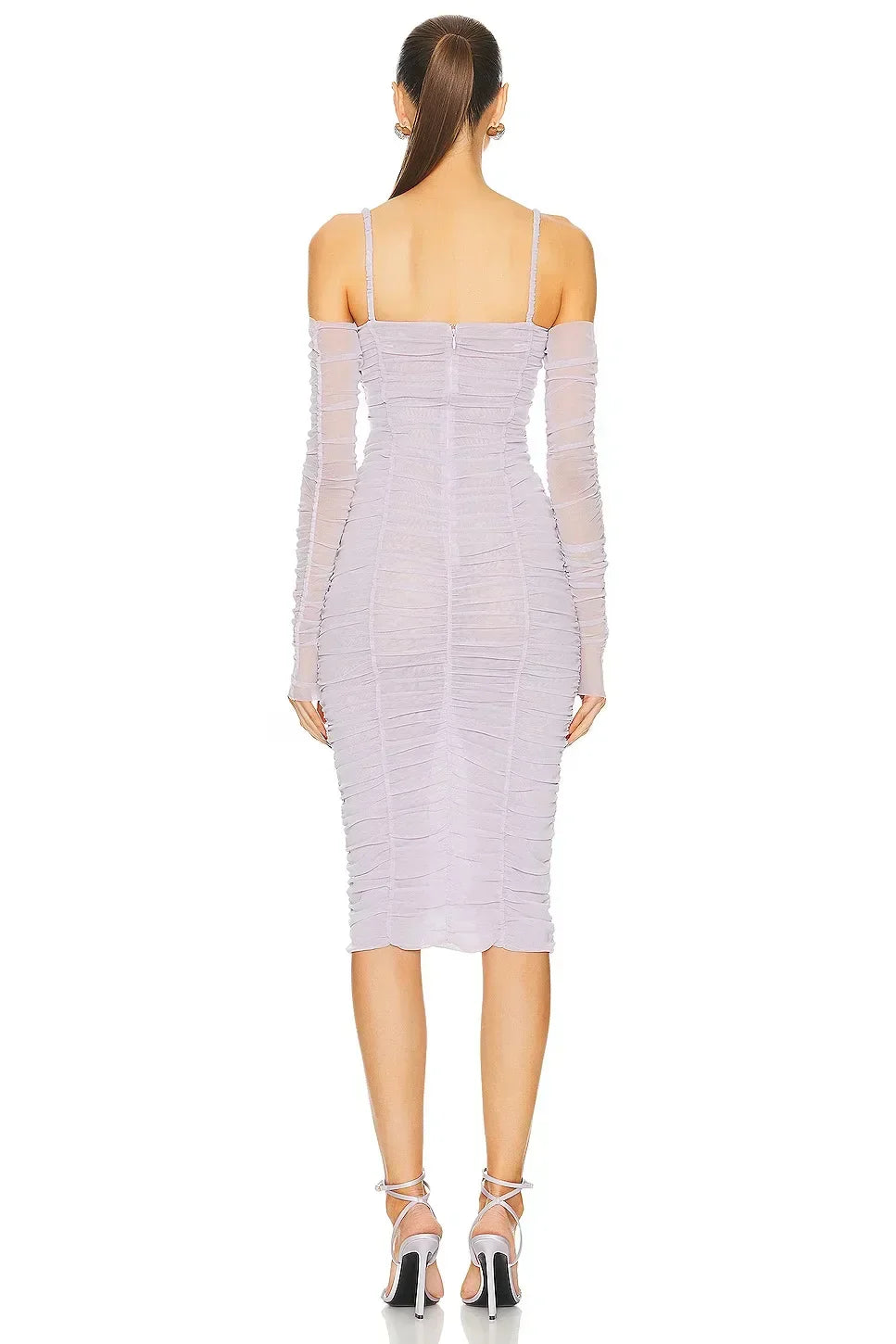 Halter-Neck Sheer Mesh Dress