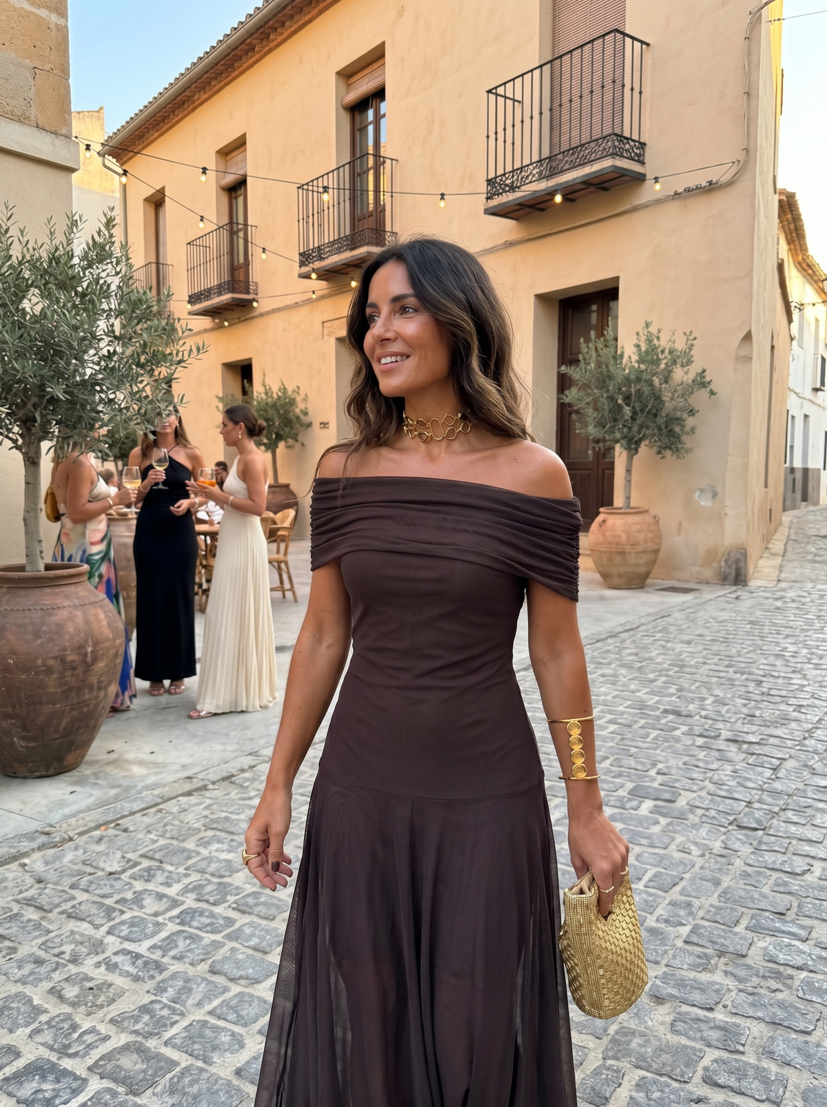 Abstract Print Chiffon One Shoulder Ruched Maxi Gown 14