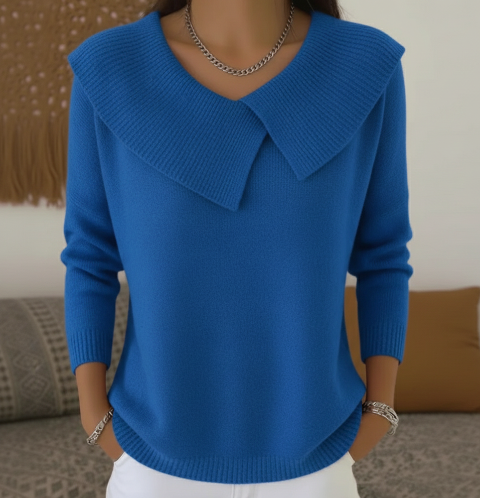 Oversized Lapel Collar Long Sleeve Knit Sweater 5