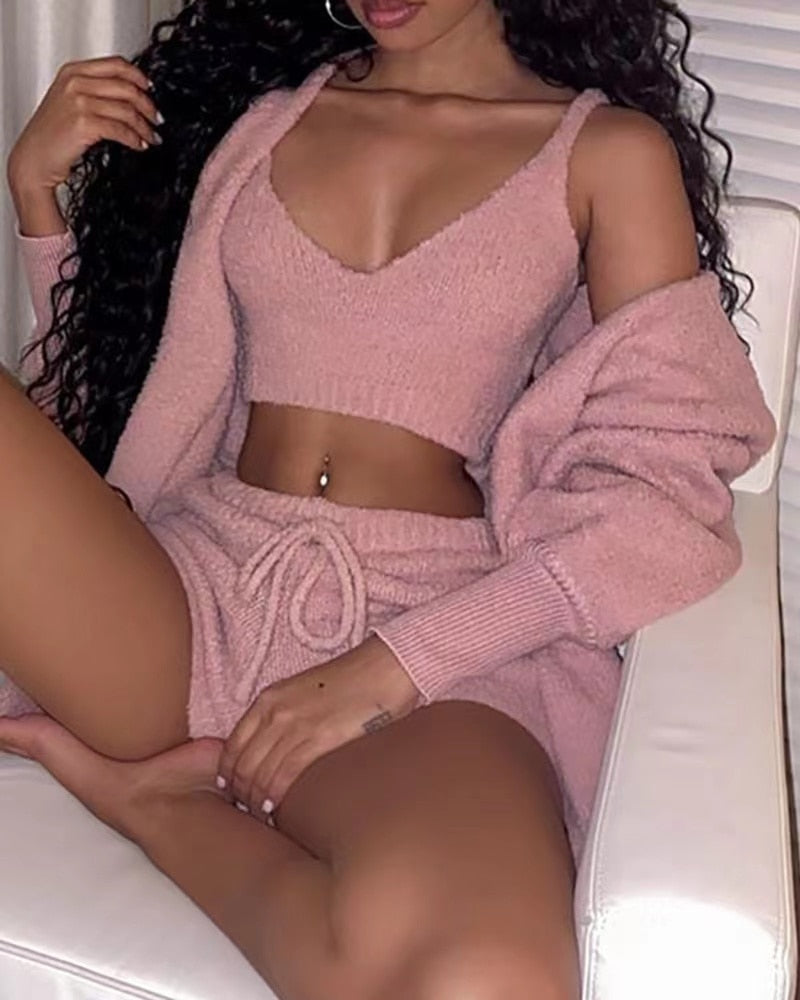 Fluffy Piece Sweatshirt Backless Plush Home Sports