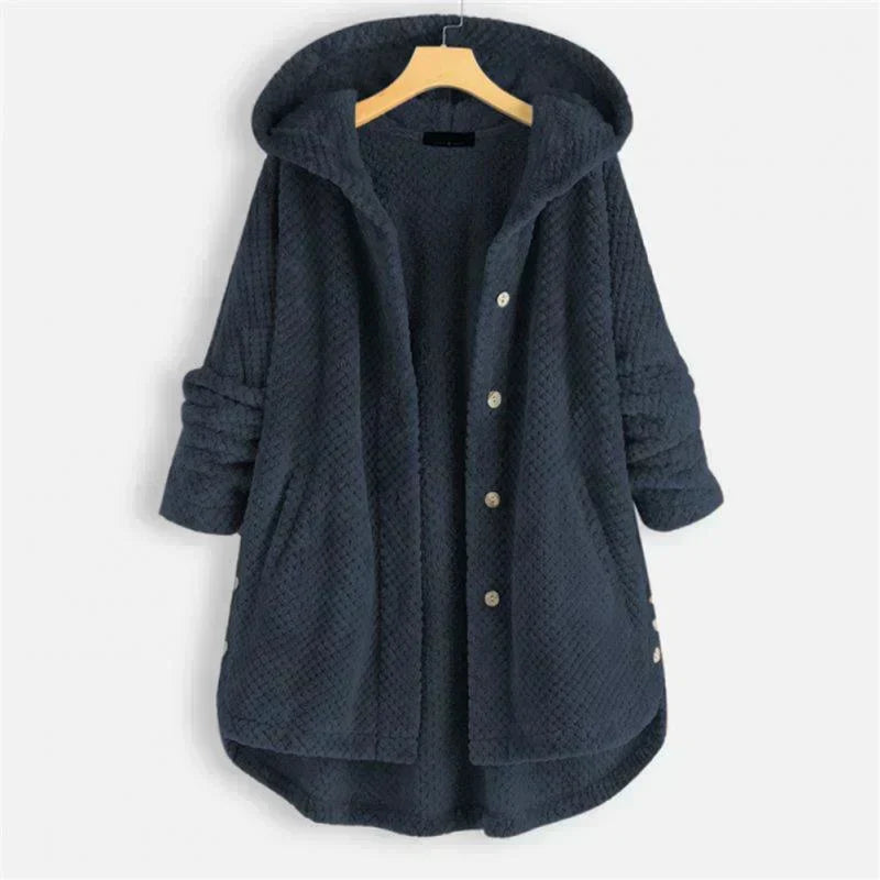Corduroy Hooded Button Front High Low Coat 9