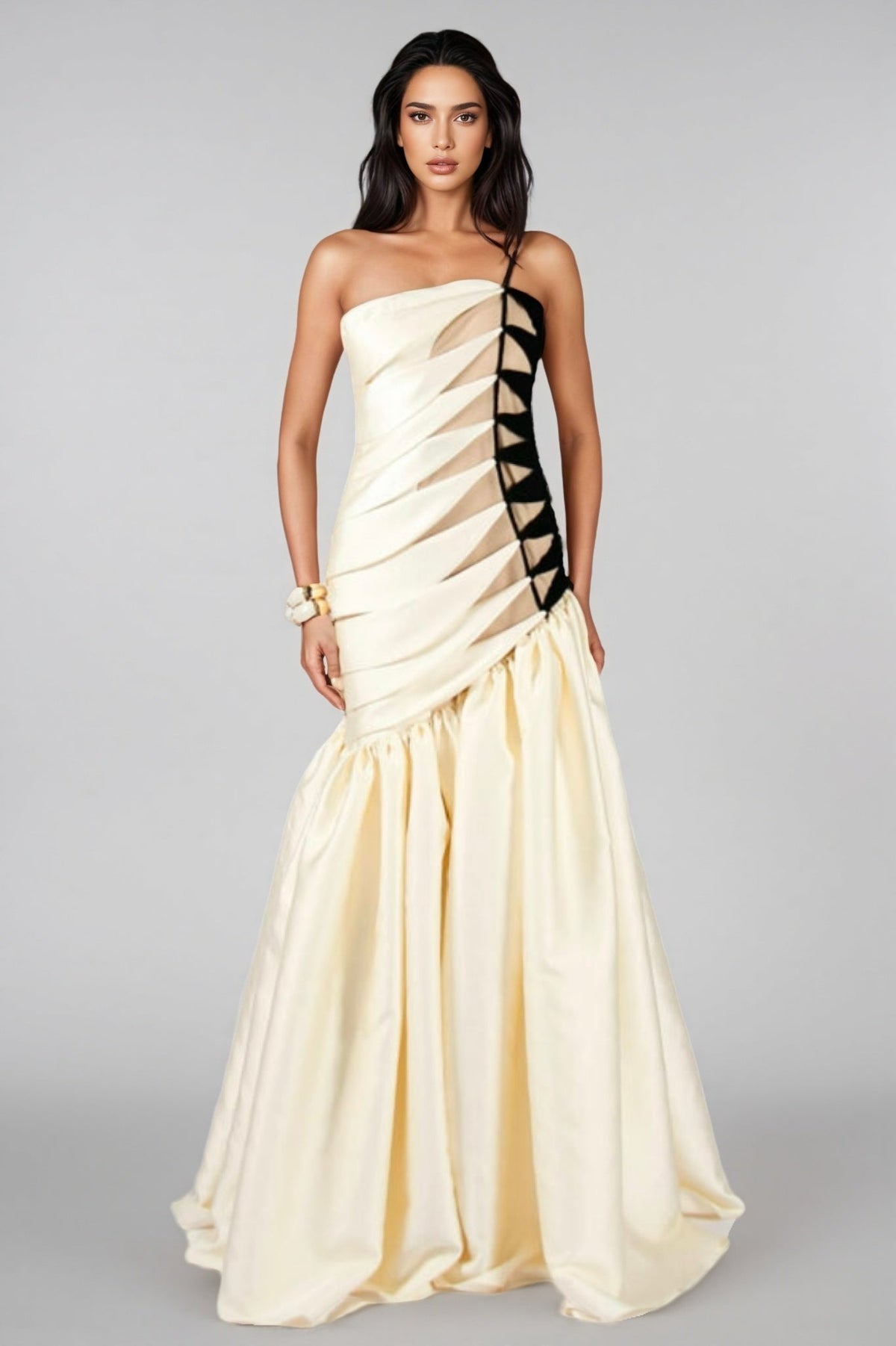Branda Fishtail Satin Maxi Dress