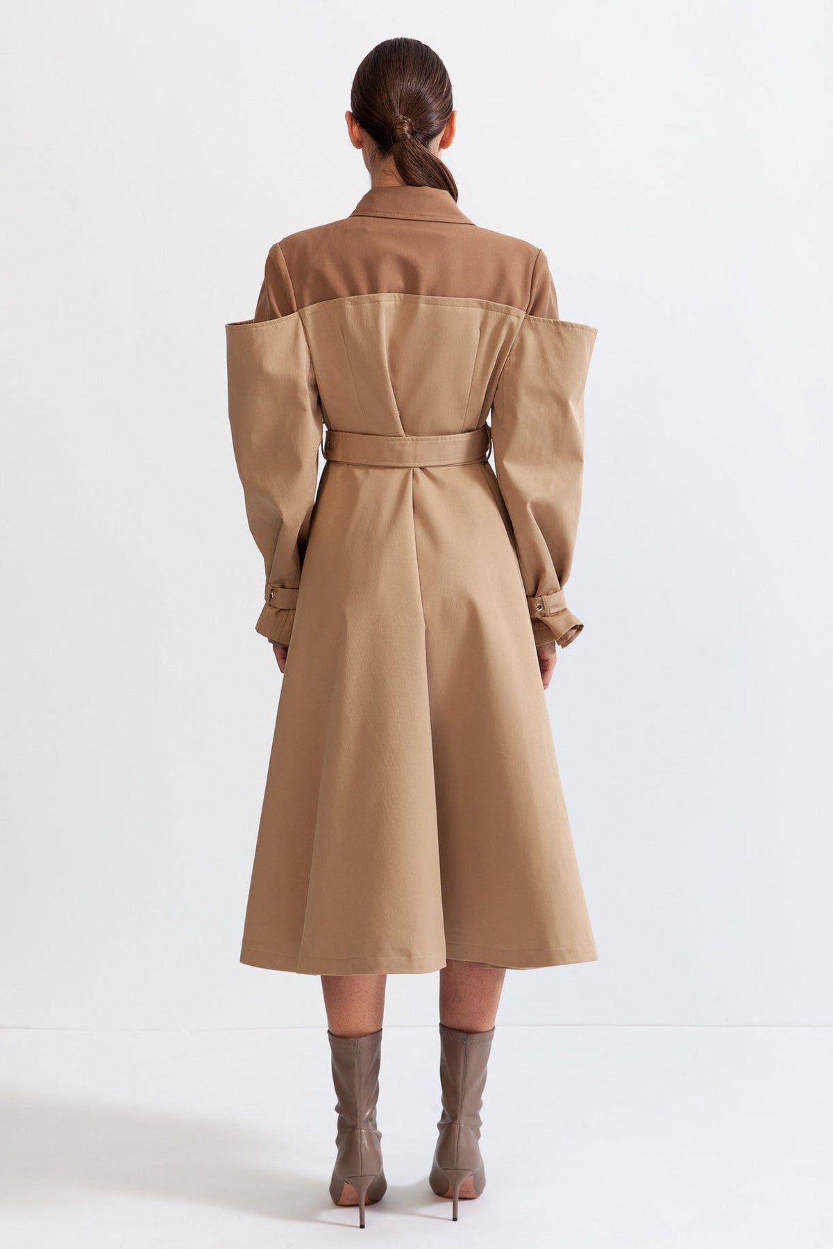 Cold Shoulder Cut Out Belted Double Breasted Buckle Midi Dress - View 5