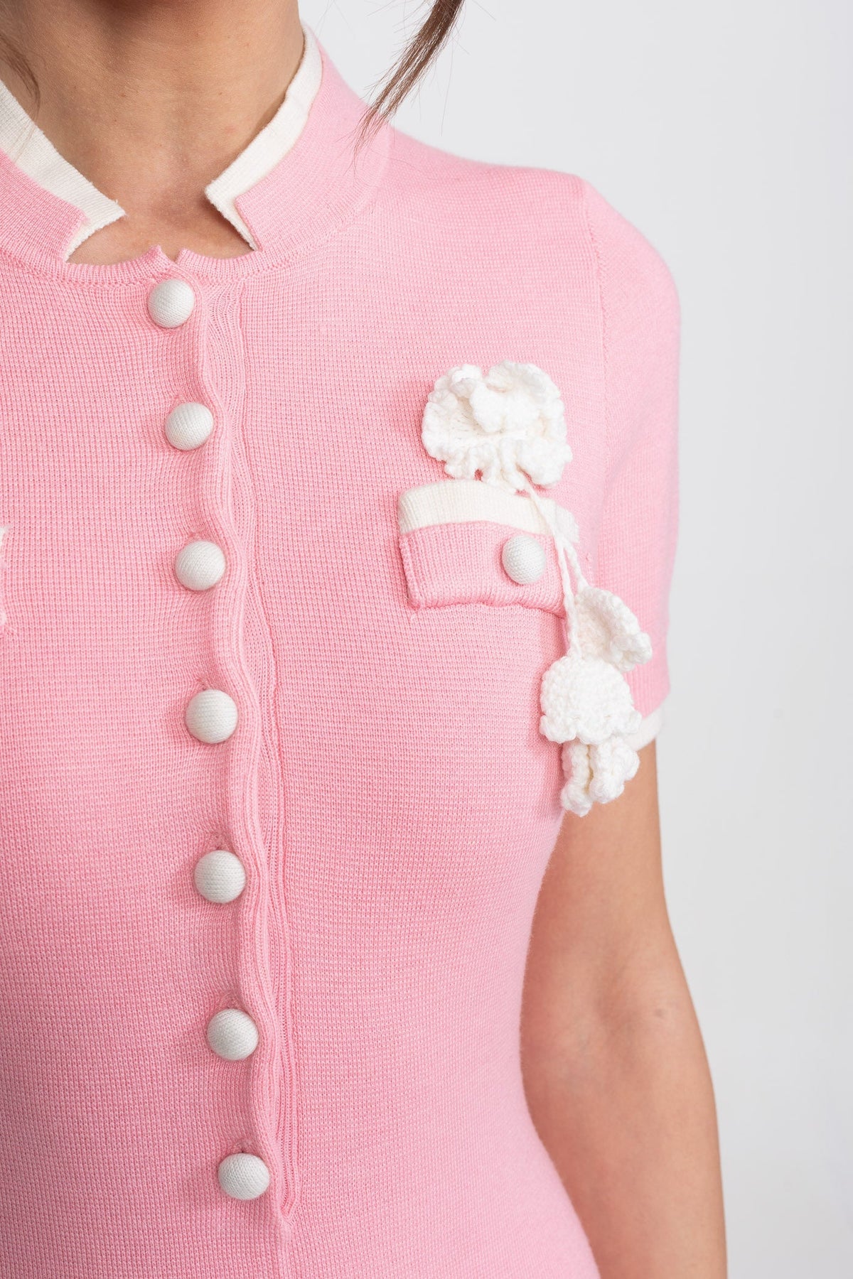 Ribbed Knit Midi Dress - Pink - View 7