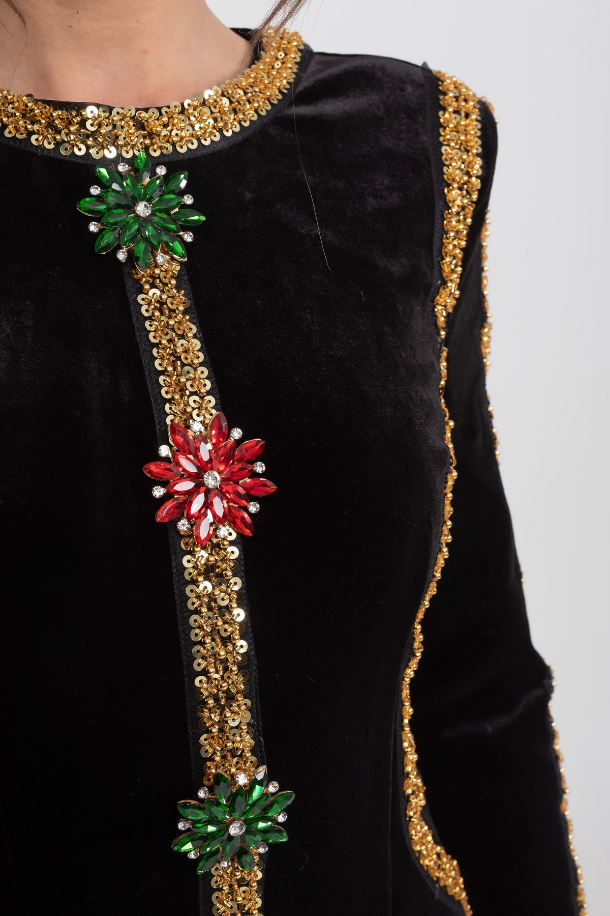 Velvet Maxi Dress - Black - View 7
