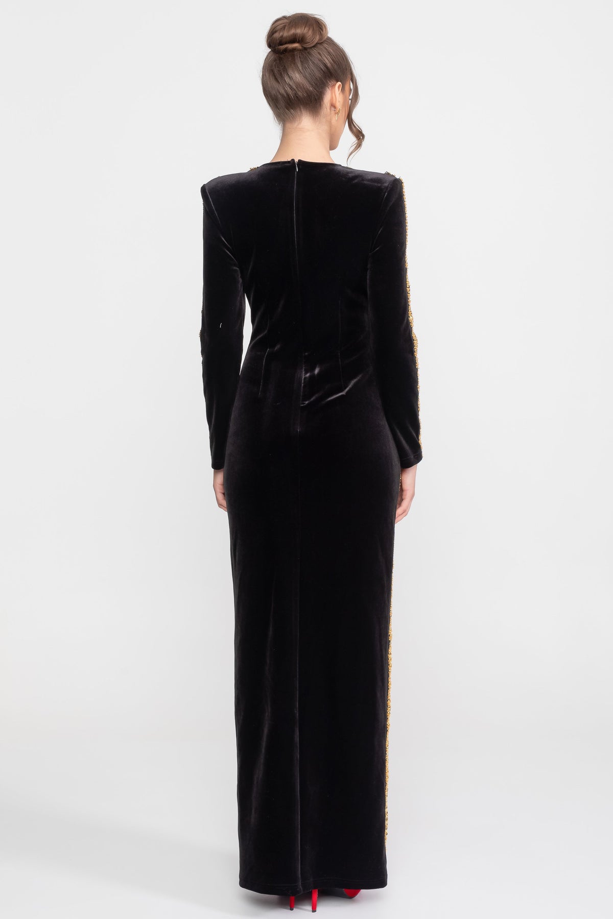 Velvet Maxi Dress - Black - View 5