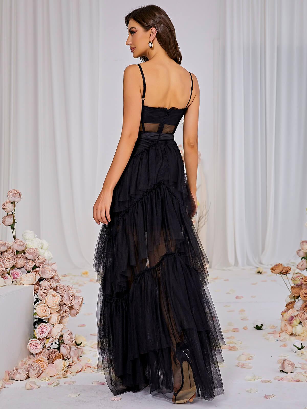 Inaya Mesh Maxi Dress In Black - View 4