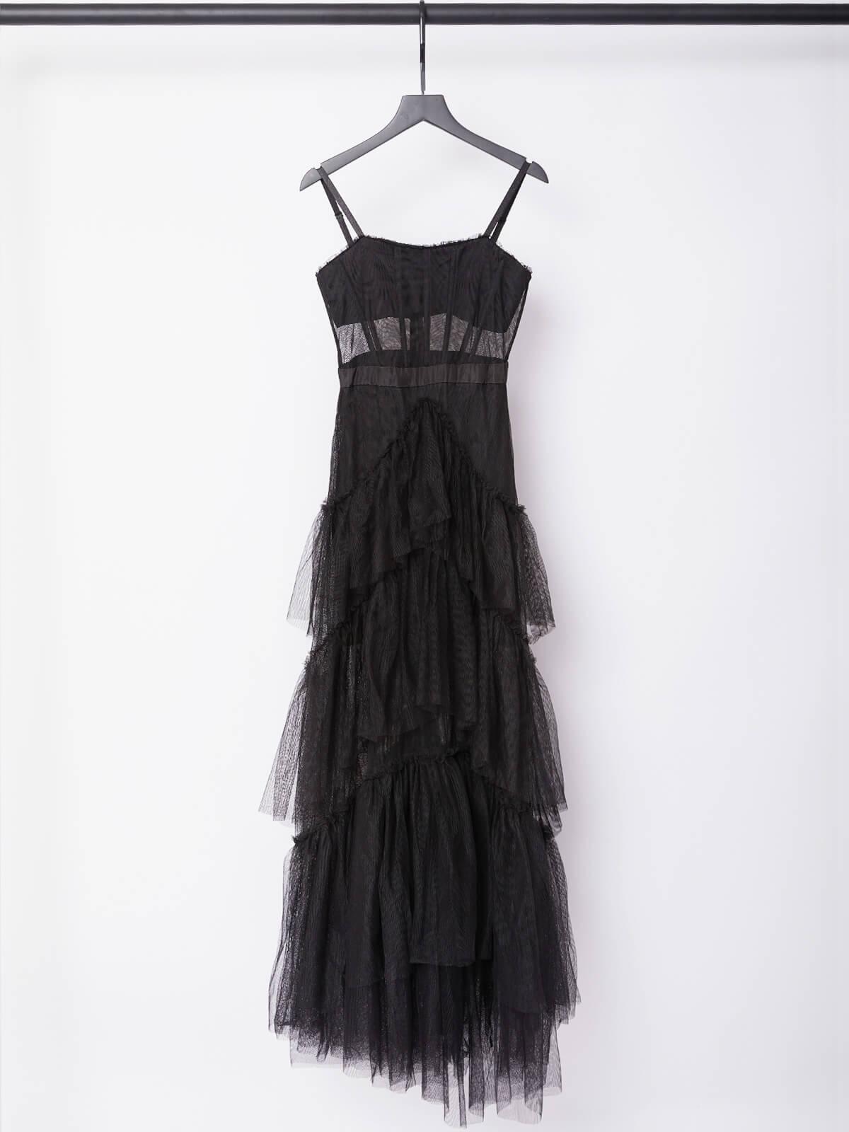 Inaya Mesh Maxi Dress In Black - View 6