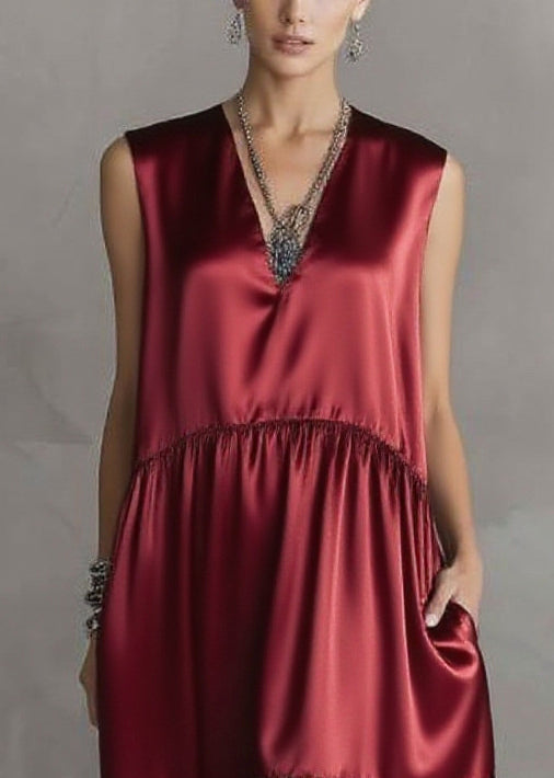 V-Neck Sleeveless Empire Waist Patchwork Bubble Hem Tiered Maxi Dress - View 2