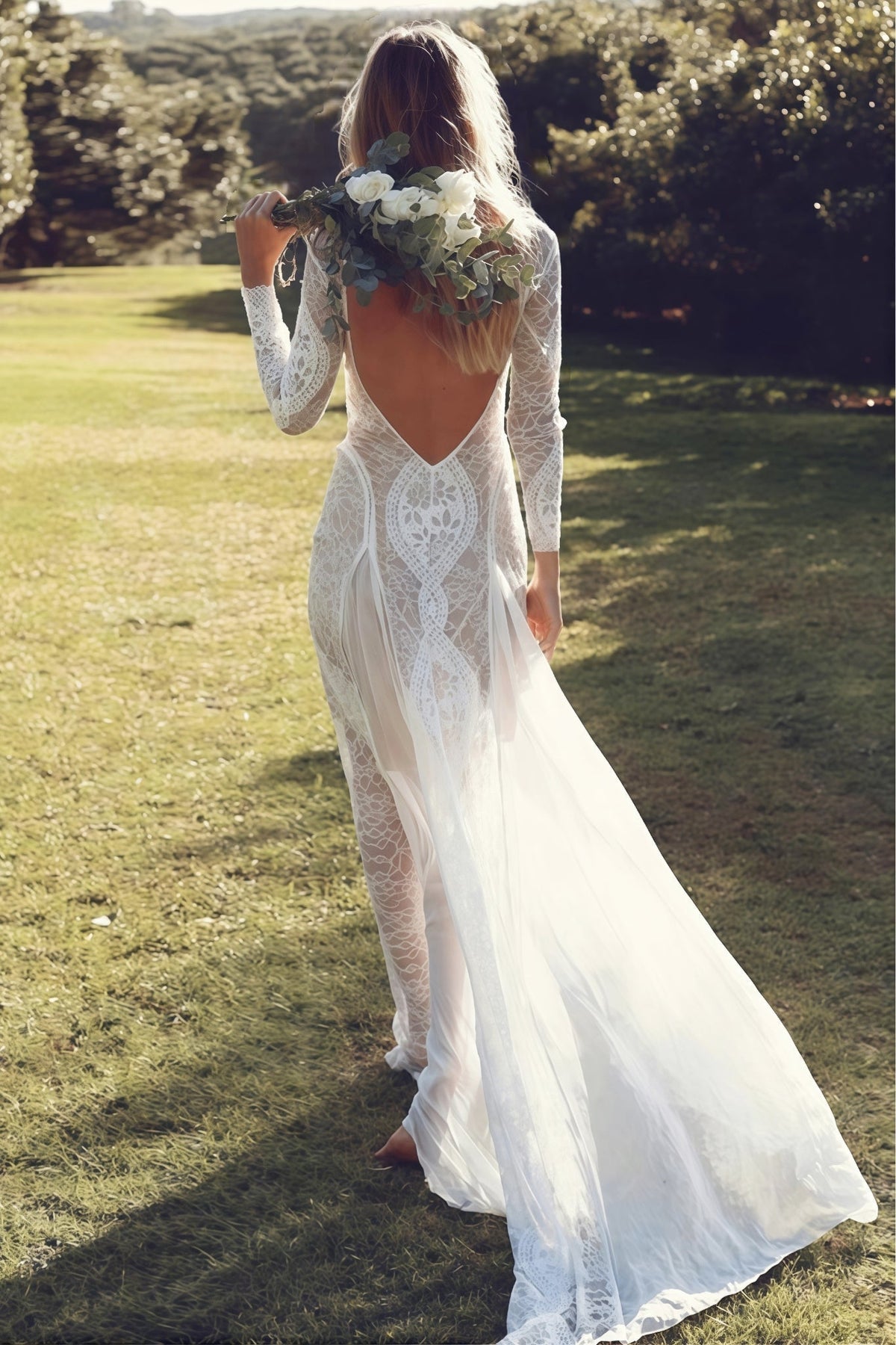 Isabella Lace Backless Maxi Dress - View 2