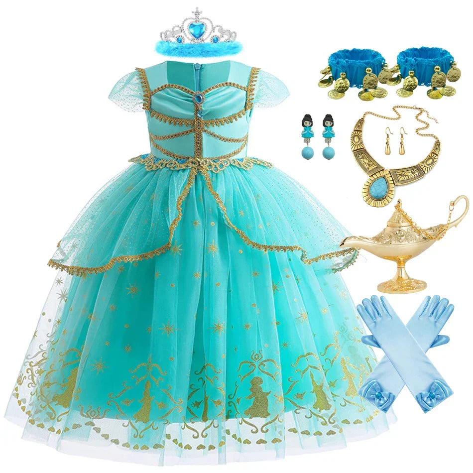 Glitter Star Print Tulle Puff Sleeve Princess Costume Gown 15
