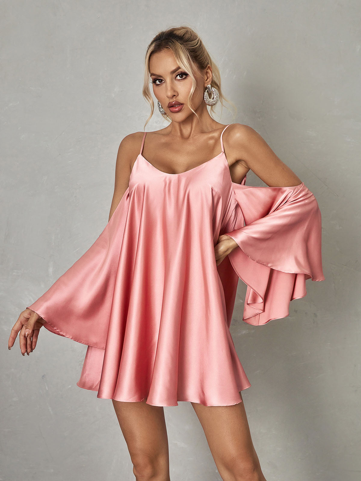 Kellyanne Spaghetti Satin Mini Dress