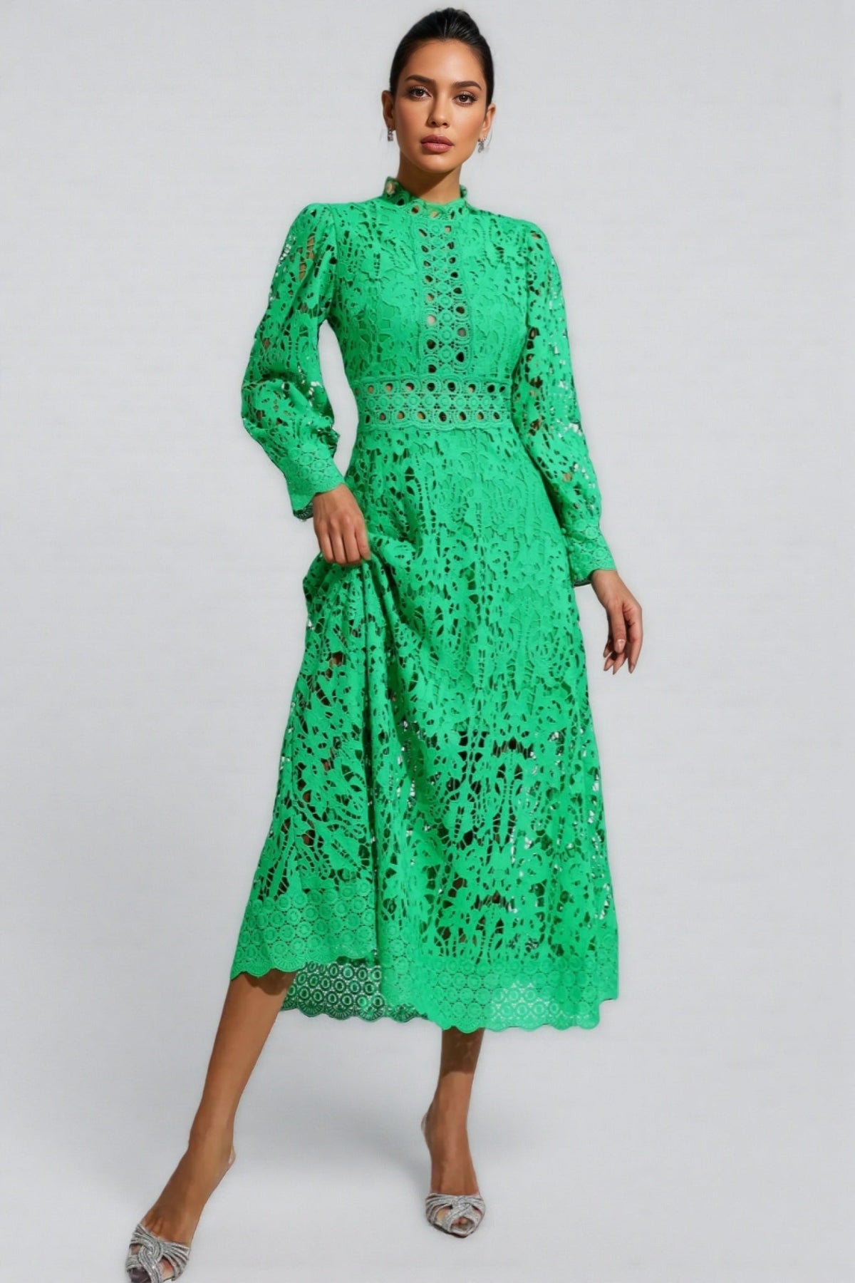Keryn Green Lace Cutout Maxi Dress - View 3