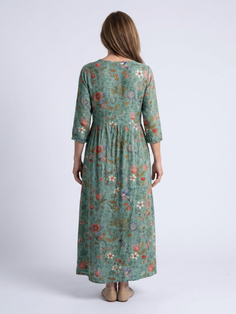 Floral V-Neck Tiered Pocket Maxi Dress 3