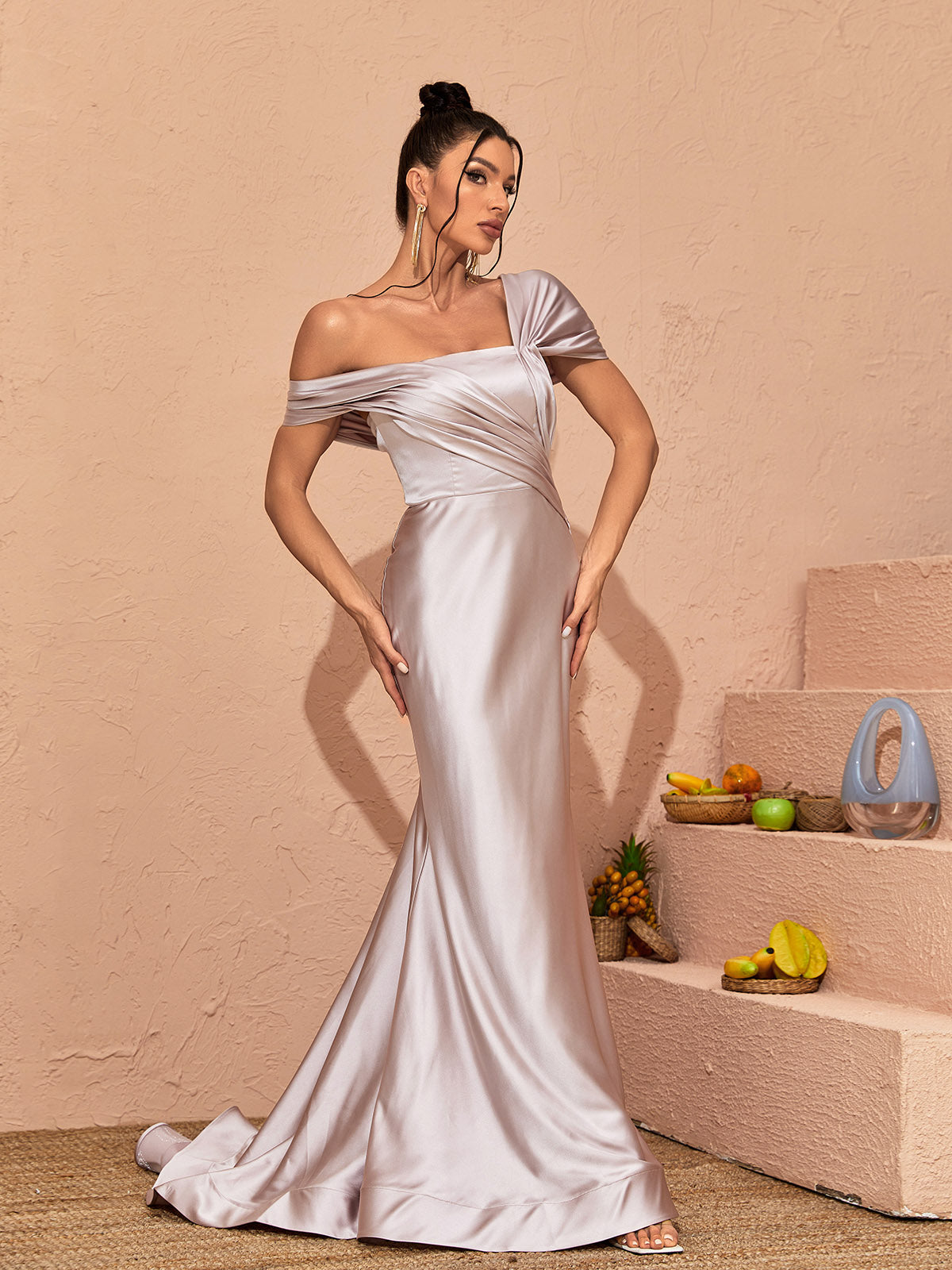 Liberty Satin Ruched Maxi Dress - View 2