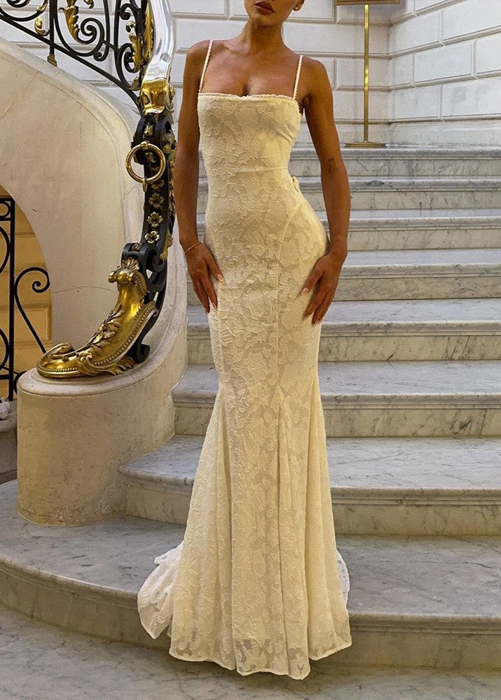 Seraphina Lace Back Satin Maxi Dress - View 8