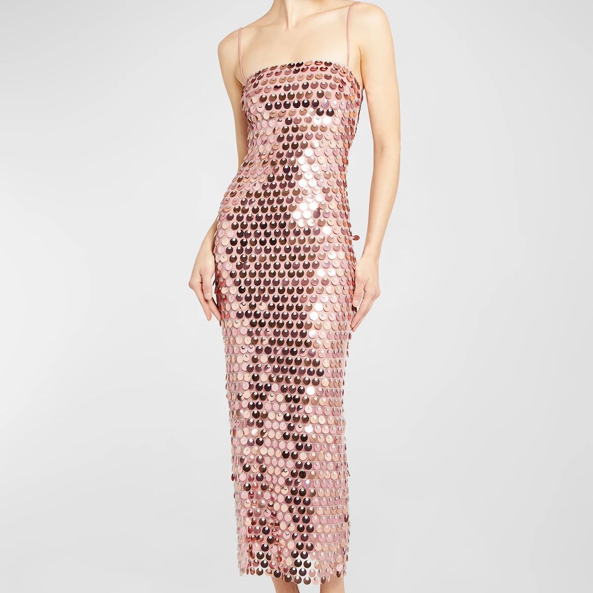 Disc Sequin Spaghetti Strap Square Neck Bodycon Mini Dress - View 5