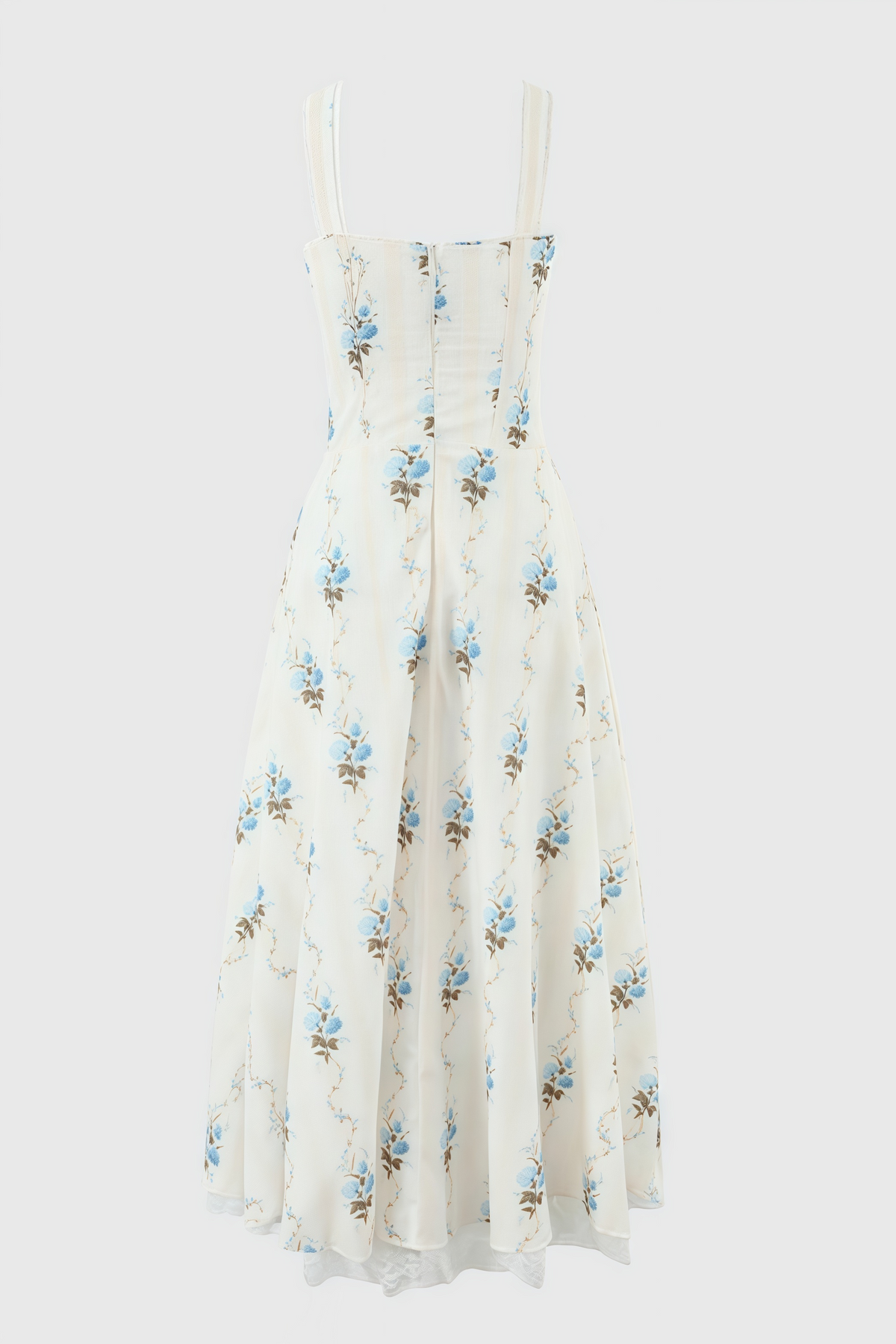 Floral Sweetheart Corset Fit and Flare Bubble Hem Midi Dress - View 5