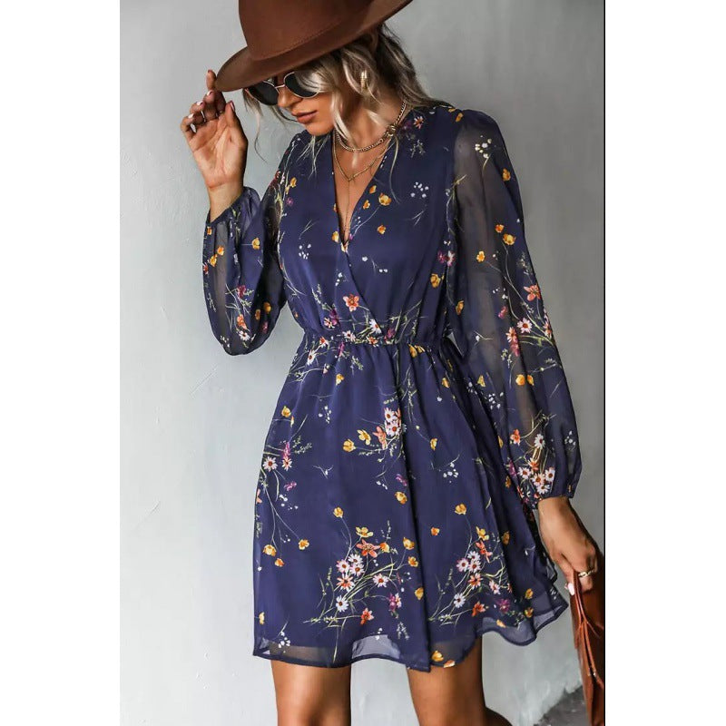 Floral Mini Dress Mesh Sleeves